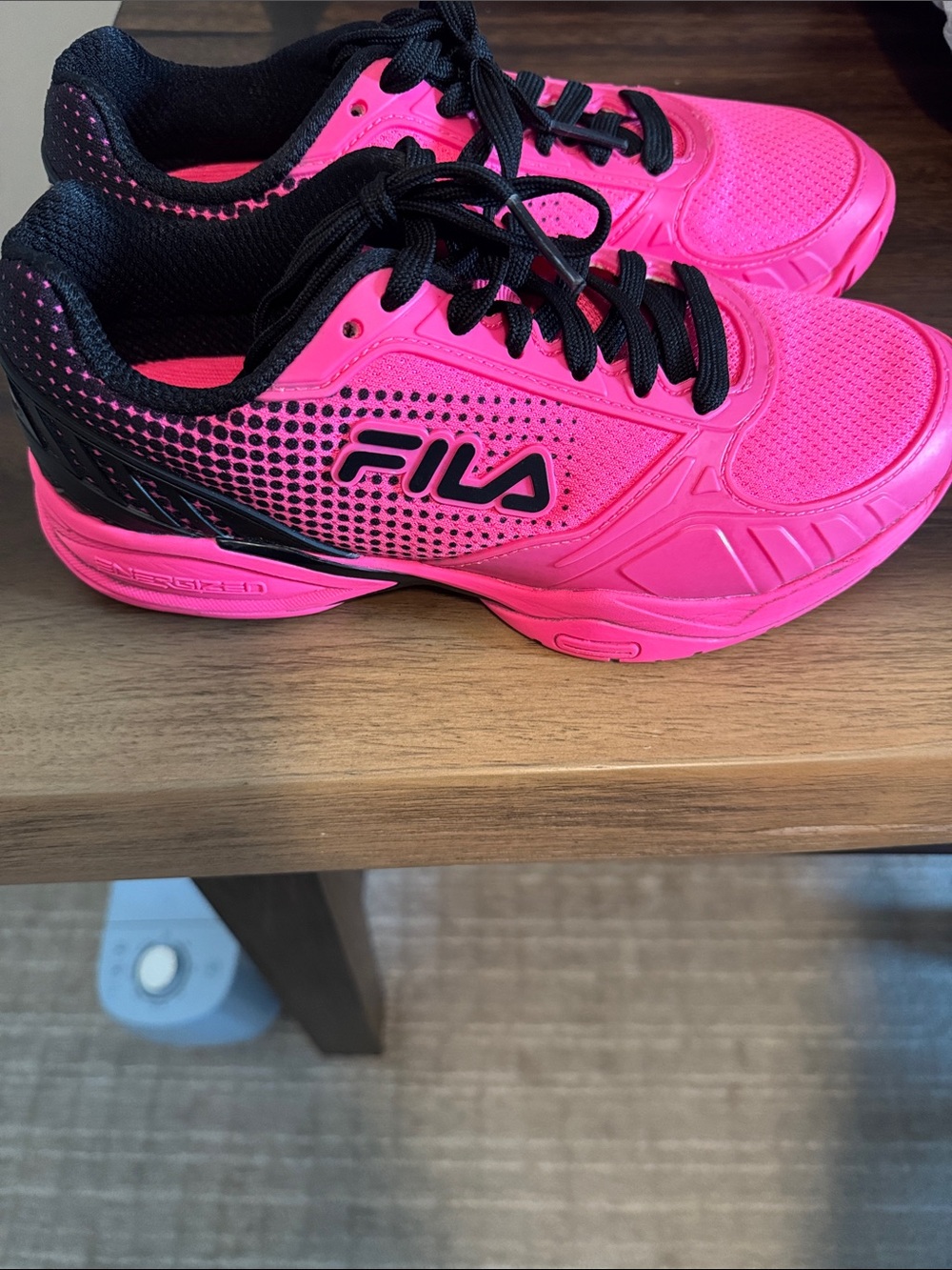 Fila, hot pink and black Pickleball shoes in good used condition.